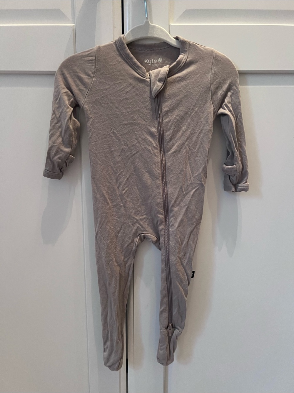 Kyte BABY Taupe Footed Zip One-Piece Pajamas
